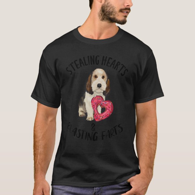 Stealing Hearts Blasting Farts Petit Basset Griffo T-Shirt (Front)