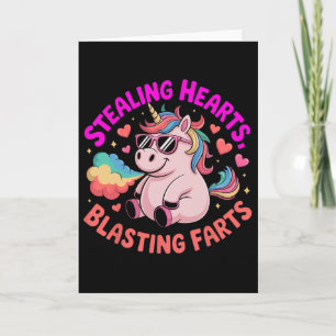 Stealing Hearts Blasting Farts Unicorn Valentine  Card