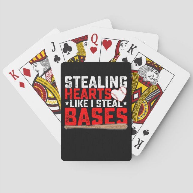 Stealing Hearts Like I Steal Bases Baseball Poker Cards (Back)