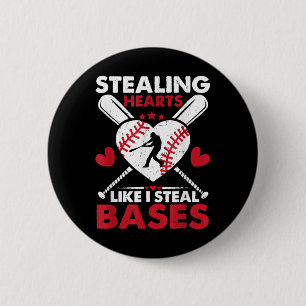 Stealing Hearts Like I Steal Bases, Softball Baseb Button