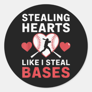 Stealing Hearts Like I Steal Bases Softball Baseba Classic Round Sticker