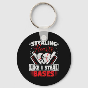 Stealing Hearts Like I Steal Bases Softball Baseba Keychain