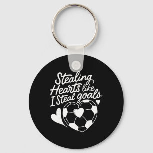 Stealing Hearts Like I Steal Goals Soccer Valentin Keychain