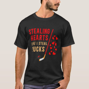 Stealing Hearts Like I Steal Pucks Valentines Day  T-Shirt