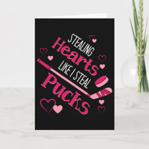 Stealing Hearts Pucks Hockey Ice Rink Valentine Da Card