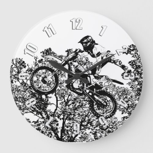 Stealing the Air _ Freestyle Motocross Rider Large Clock