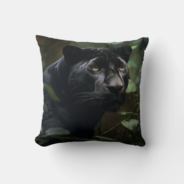 Stealth and Grace: Black Panther Throw Pillow (Front)