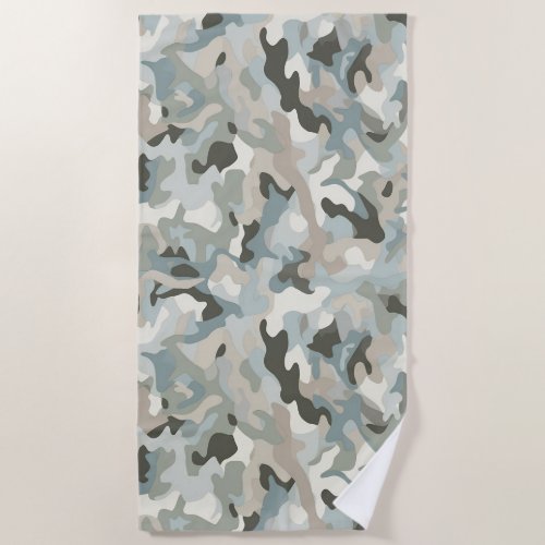 Stealth Blue Camo Wave Beach Towel