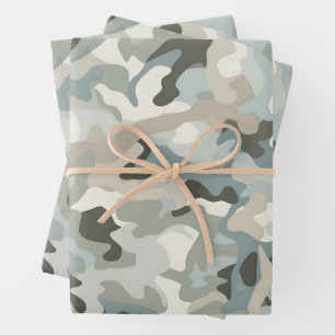 Stealth Blue Camo Wave Wrapping Paper Sheets