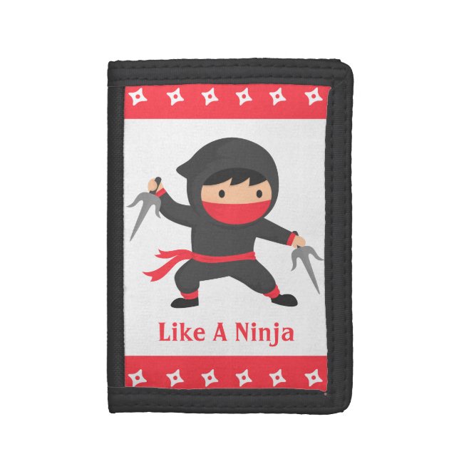 Stealth Ninja with Sai Weapons for Kids Trifold Wallet (Front Vertical)