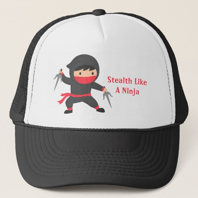Stealth Ninja with Sai Weapons for Trucker Hat (Front)