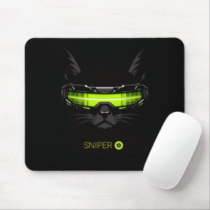 Stealth Sniper Cat Neon Green Professional Mouse P Pad