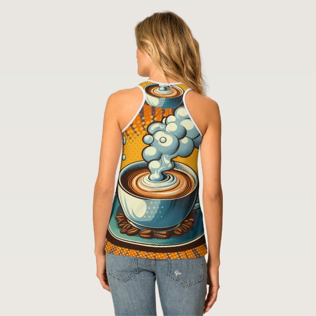 Steam And Coffee Beans Cup Of Coffee Tank Top (Back Full)