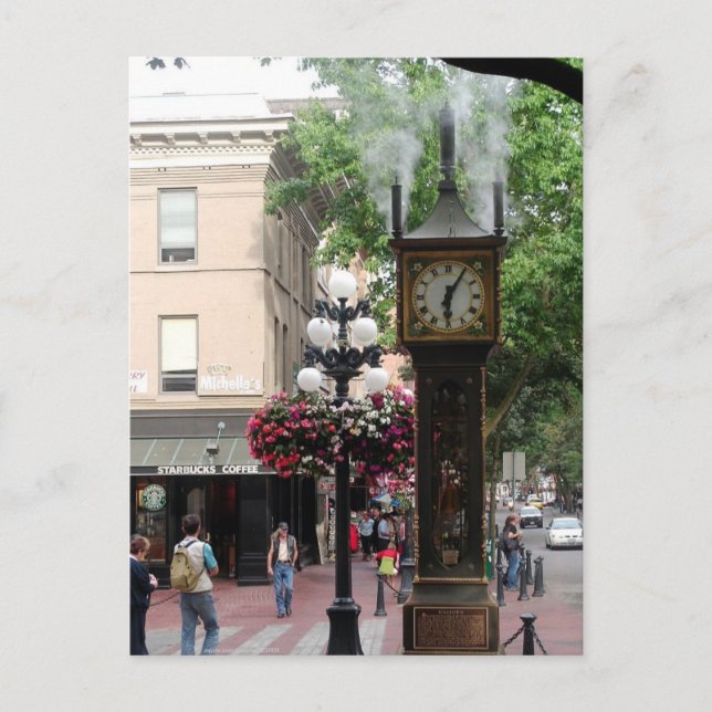 Steam Clock Gastown/Greetings From BC, Canada Postcard (Front)