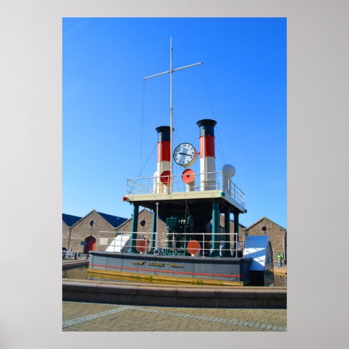 Steam clock in St Helier Jersey Poster