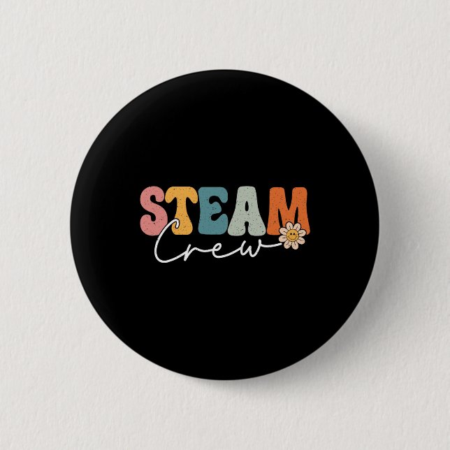 Steam Crew Back To School Science Engineering Tech Button (Front)