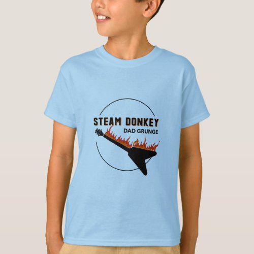 Steam Donkey Dad Grunge Kids Tshirt