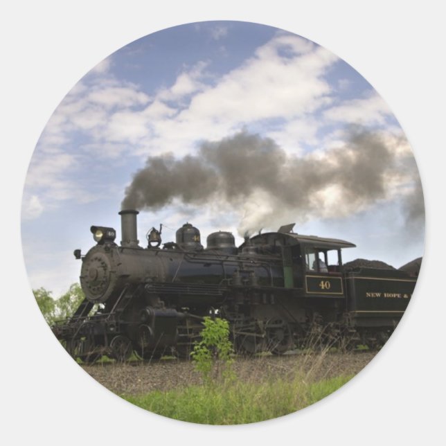 Steam Engine #40 Classic Round Sticker (Front)