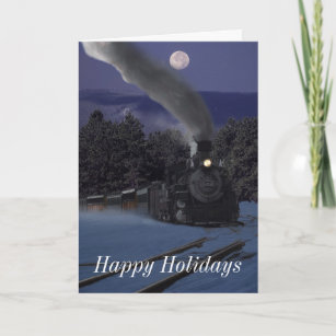 Steam Engine 481 on Christmas Night Holiday Card