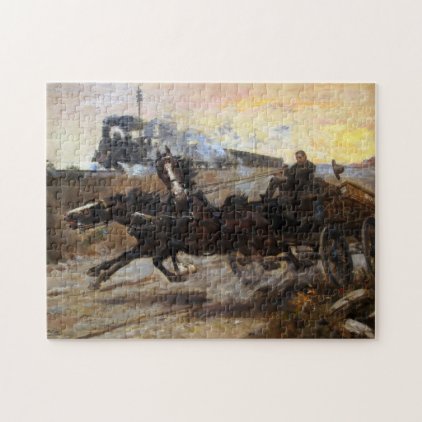 Steam Engine and Team of Horses Jigsaw Puzzle