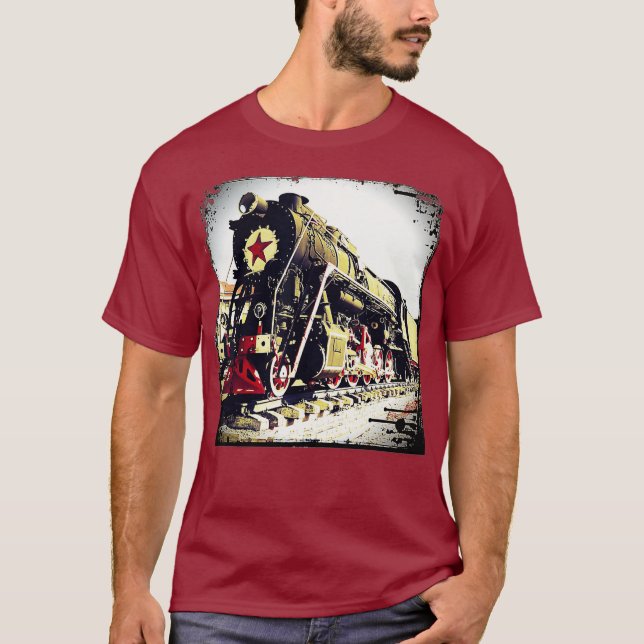 Steam Engine Diesel Locomotive Train T-Shirt (Front)