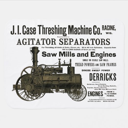 Steam Engine Farm Tractor Traction Farming Antique Baby Blanket