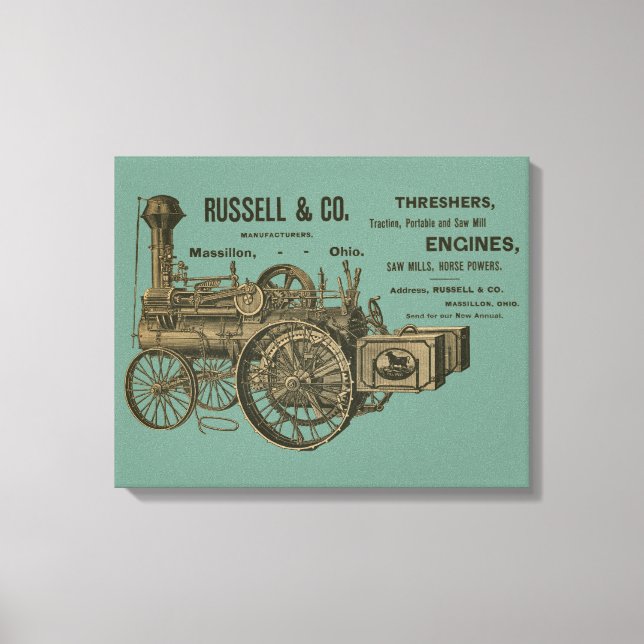 Steam Engine Farm Tractor Traction Farming Antique Canvas Print (Front)