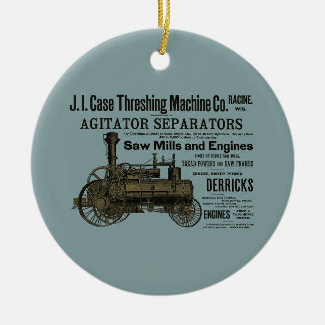 Steam Engine Farm Tractor Traction Farming Antique Ceramic Ornament (Front)