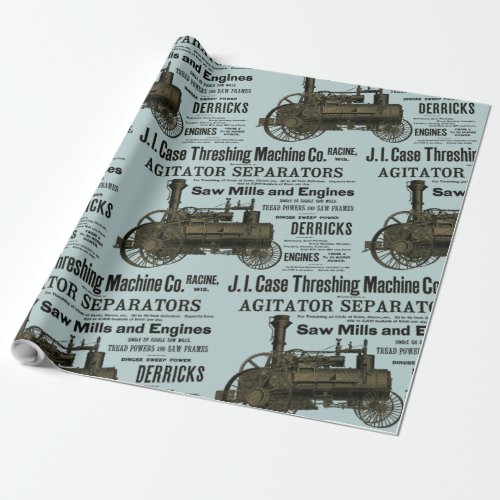 Steam Engine Farm Tractor Traction Farming Antique Wrapping Paper