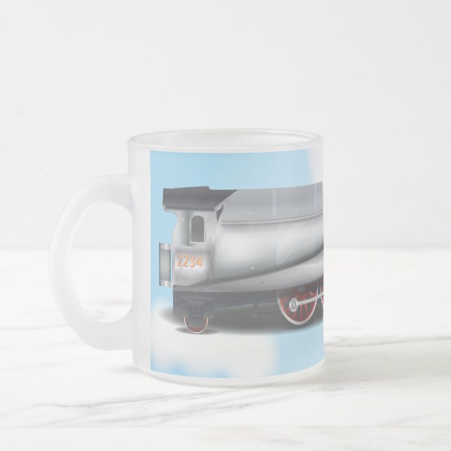 Steam Engine Frosted Glass Coffee Mug (Left)