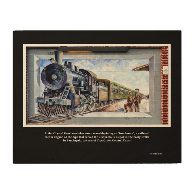 Steam Engine Iron Horse Historic Mural Texas Wood  Wood Wall Art (Front)