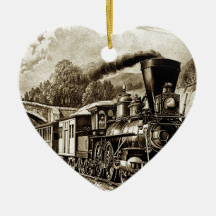 Steam engine locomotive history ceramic ornament
