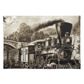 Steam engine locomotive history cloth placemat