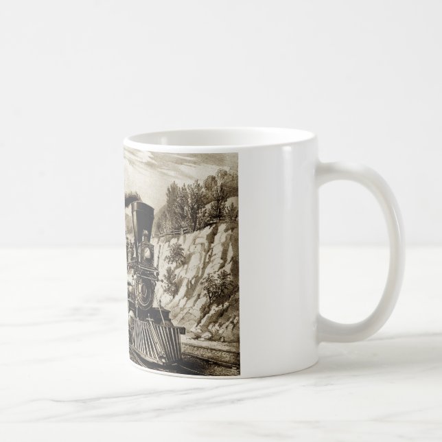 Steam engine locomotive history coffee mug (Right)