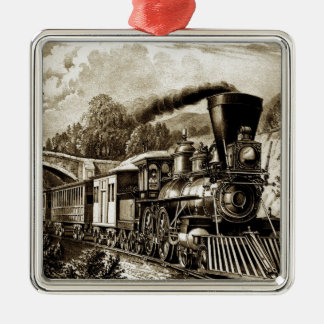 Steam engine locomotive history metal ornament