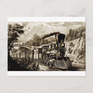 Steam engine locomotive history postcard