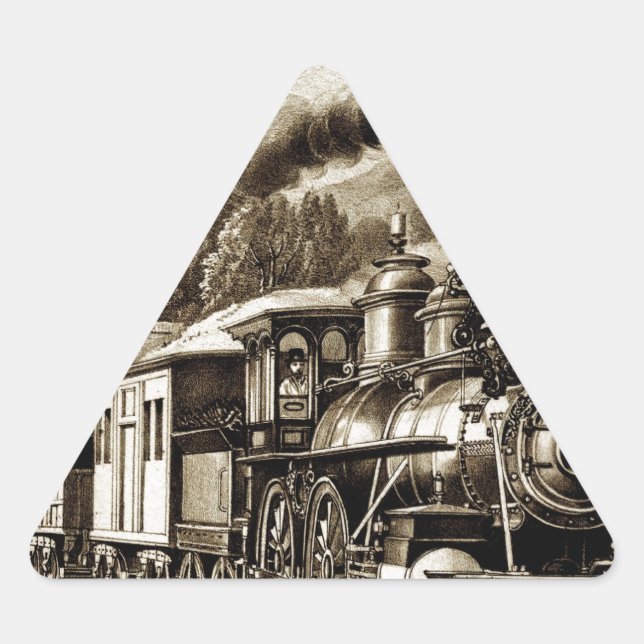Steam engine locomotive history triangle sticker (Front)