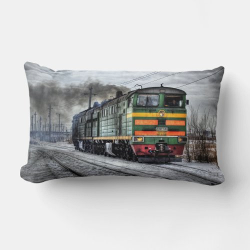 Steam Engine Locomotive Smoke Train Photo  Lumbar Pillow