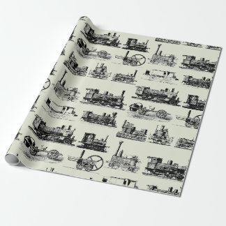 Steam Engine Locomotive "Steampunk" Pattern Wrapping Paper