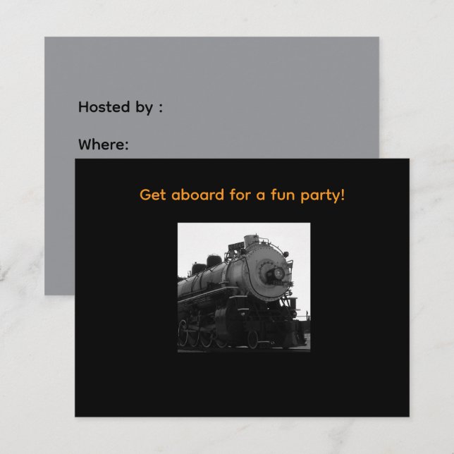 Steam Engine Party Invitation (Front/Back)