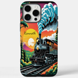 Steam Engine Sunset Journey iPhone 16 Pro Max Case