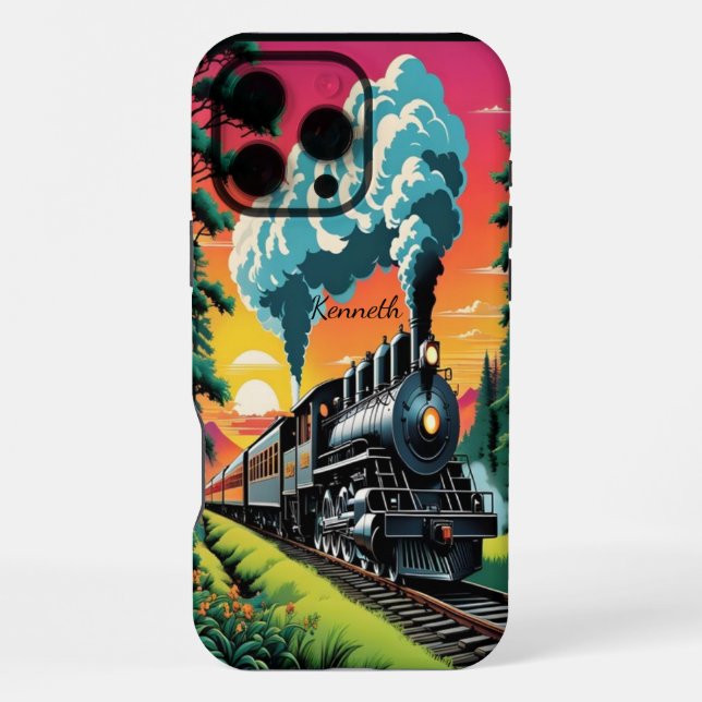 Steam Engine Sunset Ride Iphone Case (Back)
