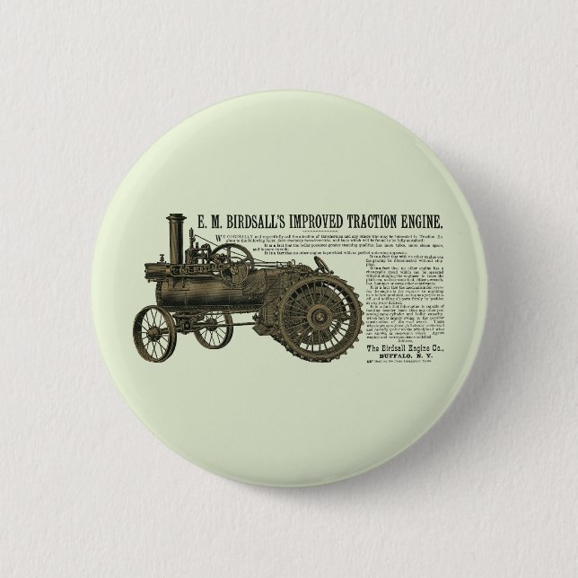 STEAM ENGINE TRACTION ENGINE FARM TRACTOR FARM BUTTON (Front)