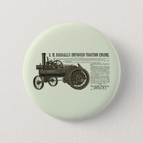 STEAM ENGINE TRACTION ENGINE FARM TRACTOR FARM BUTTON