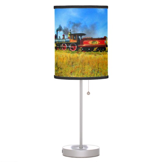 Steam Engine Train Railroad UP119  Table Lamp (Left)