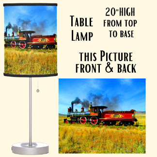 Steam Engine Train Railroad UP119 Table Lamp