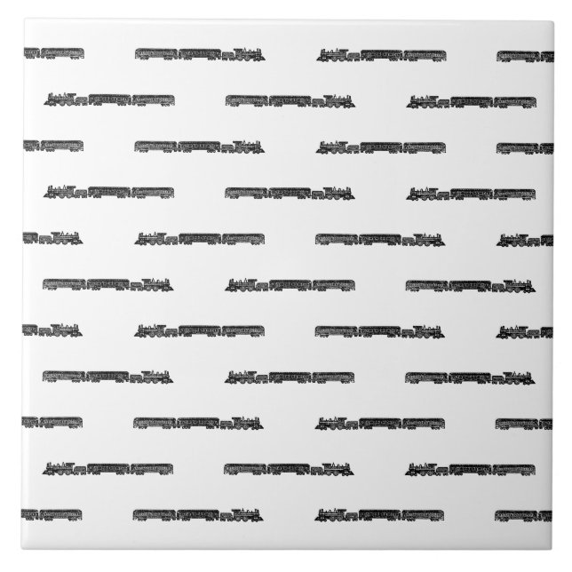 Steam Engine Train with Train Cars CUSTOM \COLOR Ceramic Tile (Front)