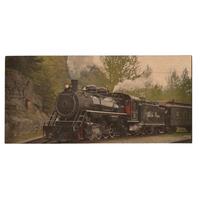 Steam Engine Wood USB Flash Drive (Back)