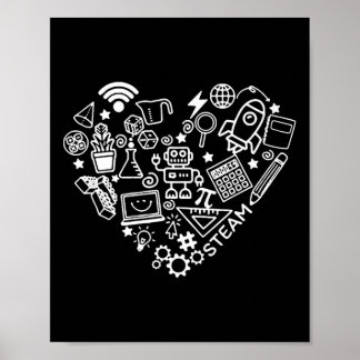Steam Heart Shape Stem Teacher Science Lover Byck  Poster