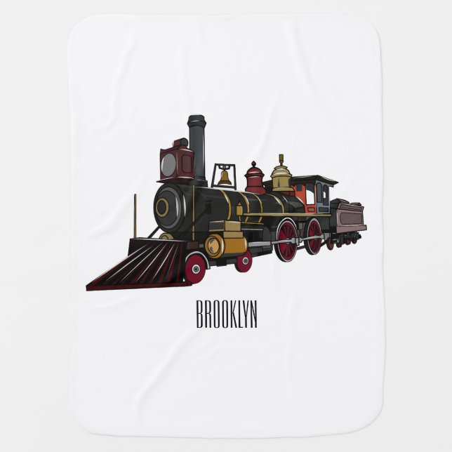 Steam locomotive cartoon illustration  baby blanket (Front)